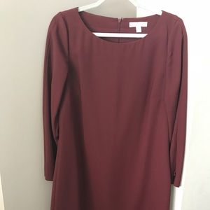Maroon 3/4 sleeve shift dress